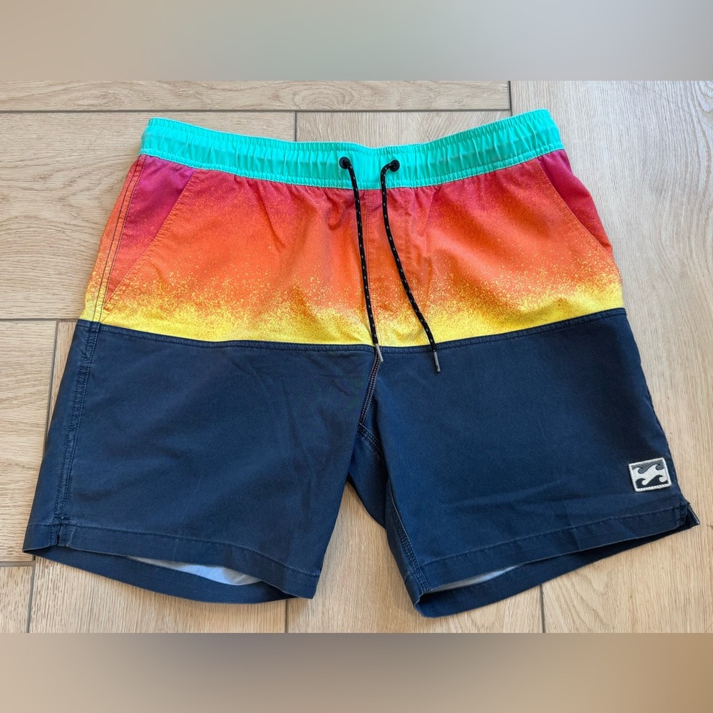 Billabong Red and Yellow Gradient Men's Swim Shorts